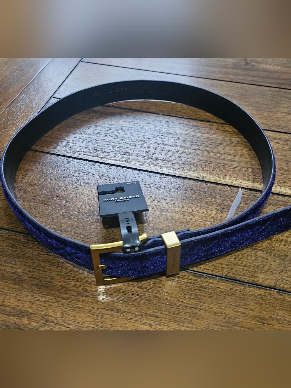 Kurt Geiger Women's Purple Suede Belt with Gold Buckle